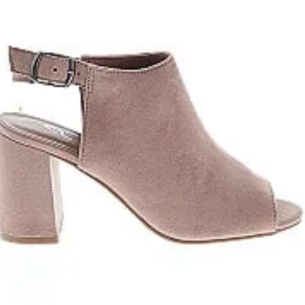 Dirty Laundry Taupe Peep Toe Mules